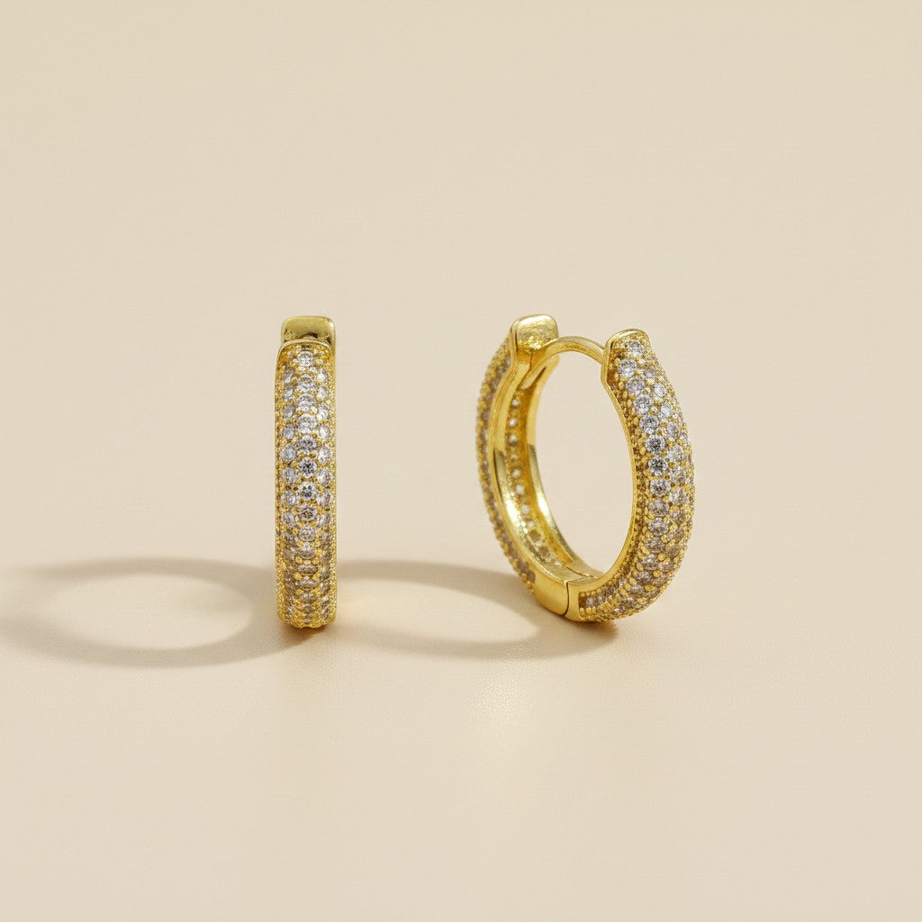 ✨ 18k Gold Filled All Around CZ Clicker Hoop Earrings — Sparkle, Uninterrupted. Three Sizes.