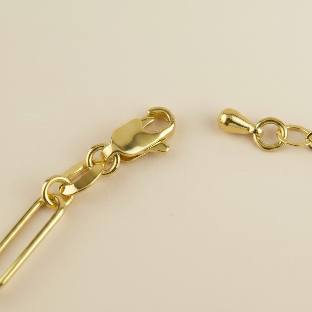 18K Gold Filled Paperclip & Box Chain Bracelet