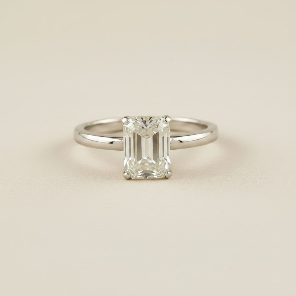 💎 .925 Sterling Silver Emerald-Cut Moissanite Solitaire Ring — 2.0ct. GRA Certified. The Most Architectural Ring.