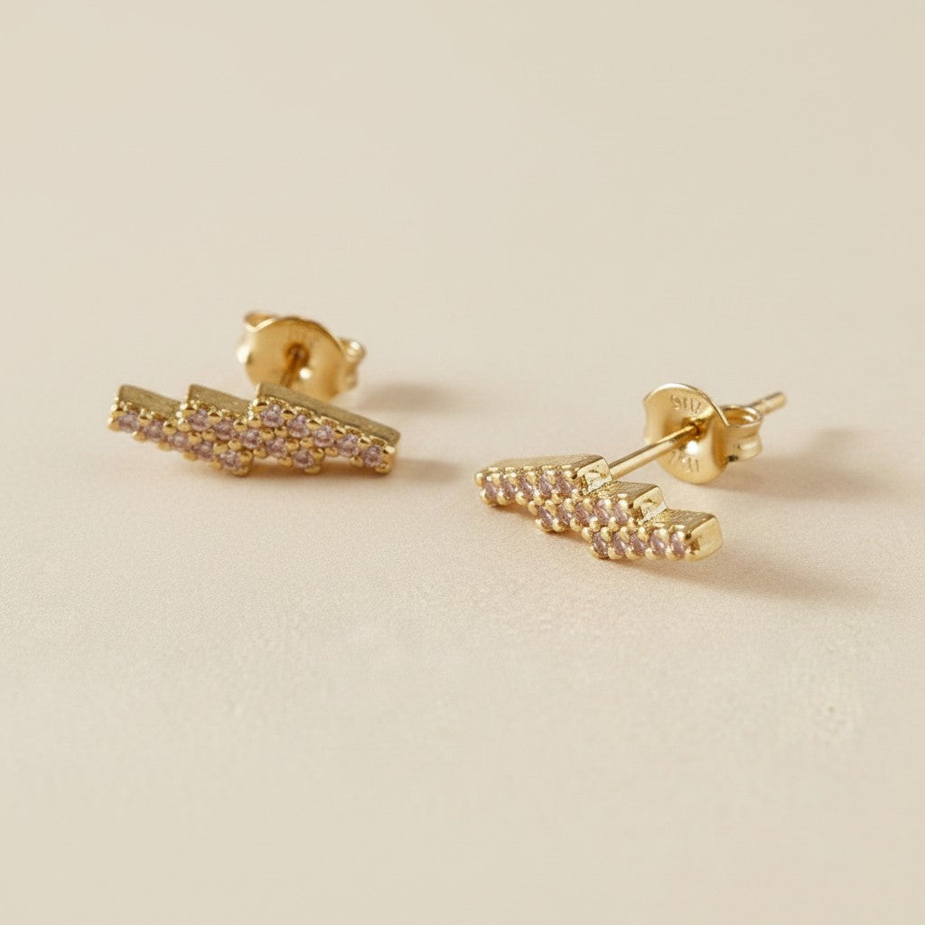 18k Gold Filled Cascading Bars Stud Earrings | Refined Everyday Sparkle
