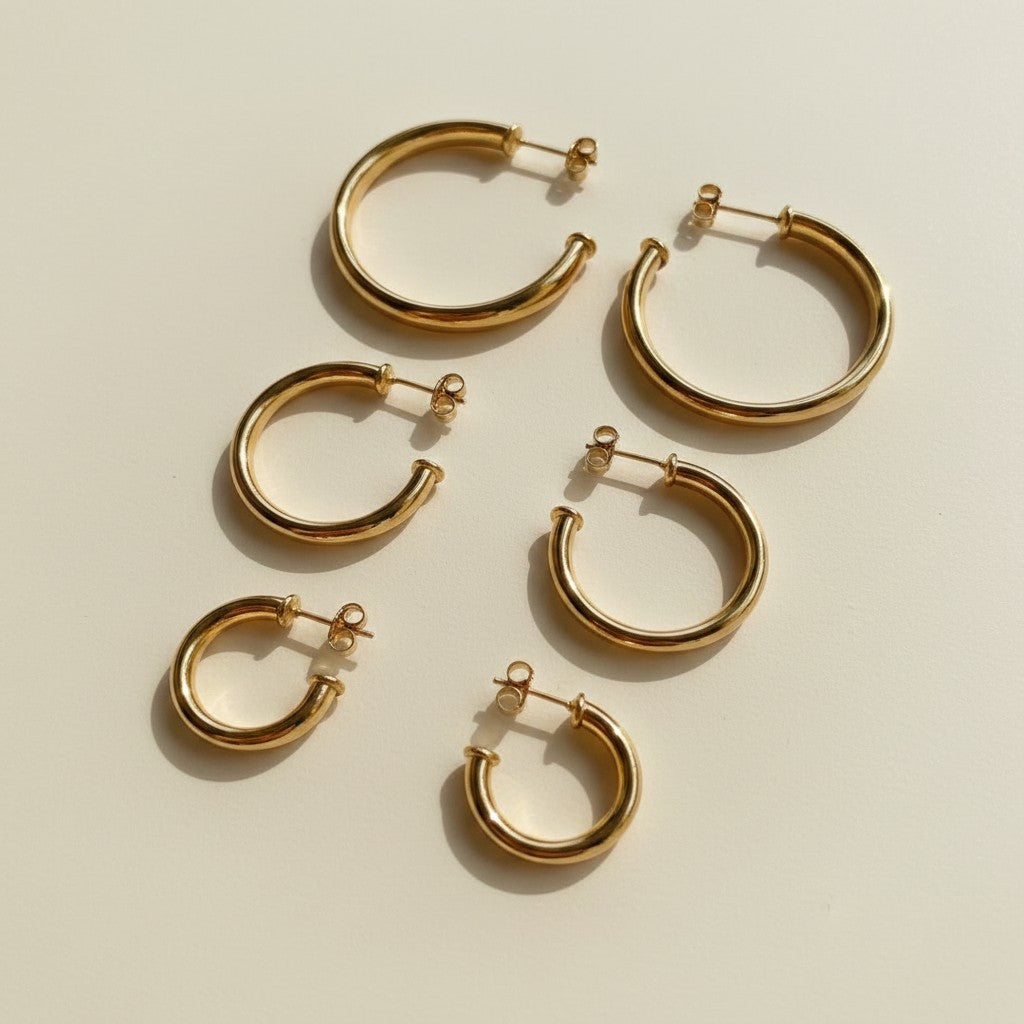 18k Gold Filled Polished Twisted Tube Hoop Earrings | Available in 4 Sizes