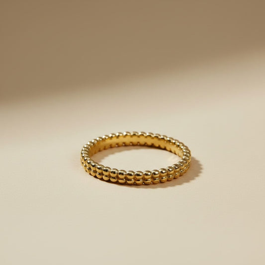 ✨ 18k Gold Filled Double Beaded Band Ring — Two Rows of Texture. One Quietly Confident Band.