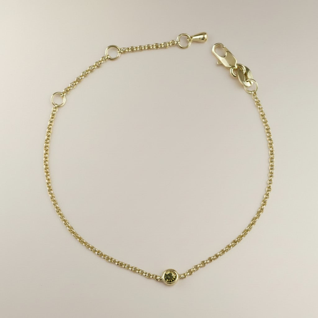 18k Gold Filled Birthstone Bezel Bracelet — Your Color. Your Month. At the Wrist. Always.