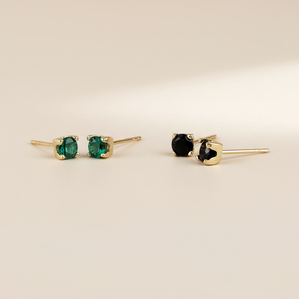 ✨ 18k Gold Filled Colored CZ Prong Stud Earrings — The Classic Setting. The Most Expressive Stone.