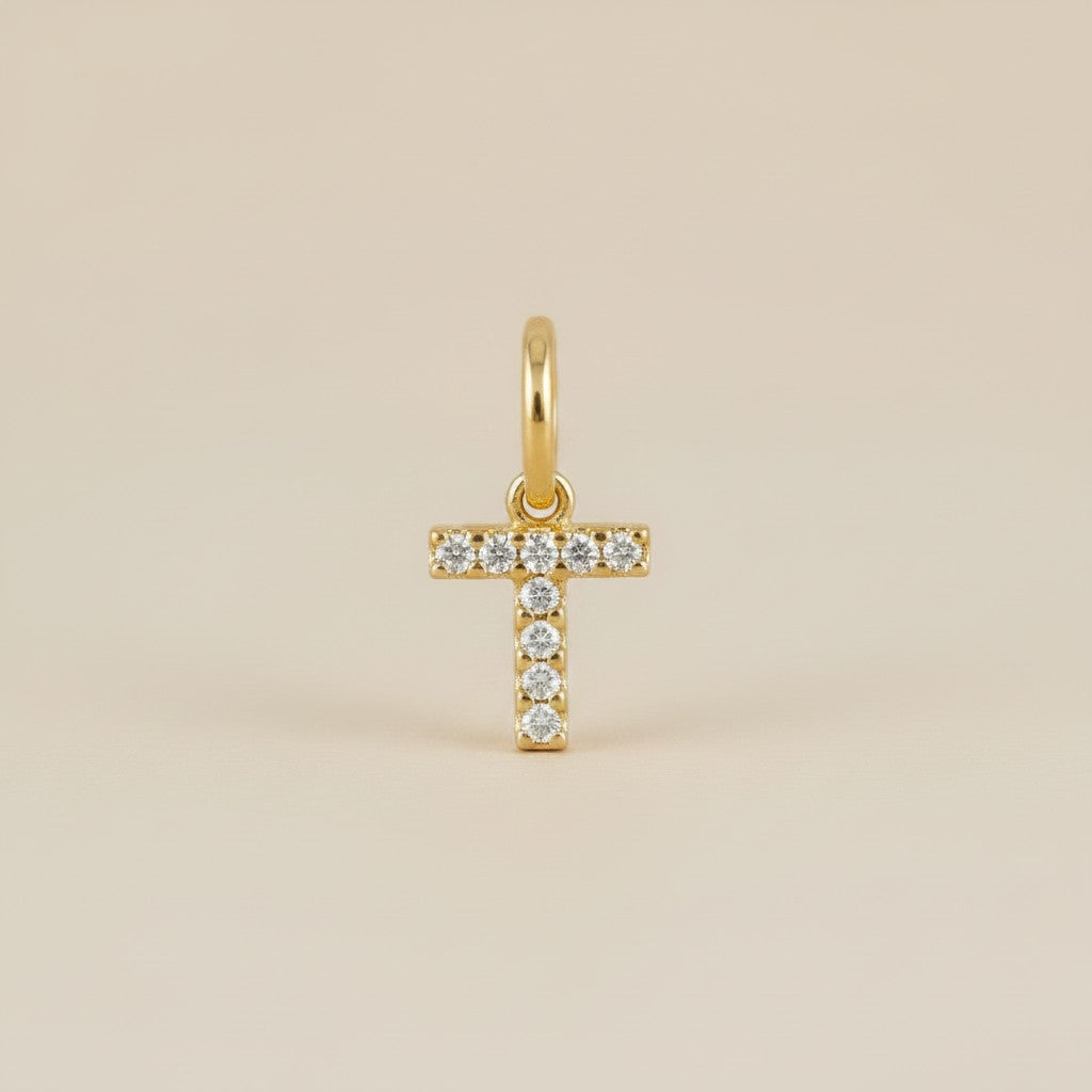 18k Gold Filled Initial Letter CZ Charm | Personalized Sparkle
