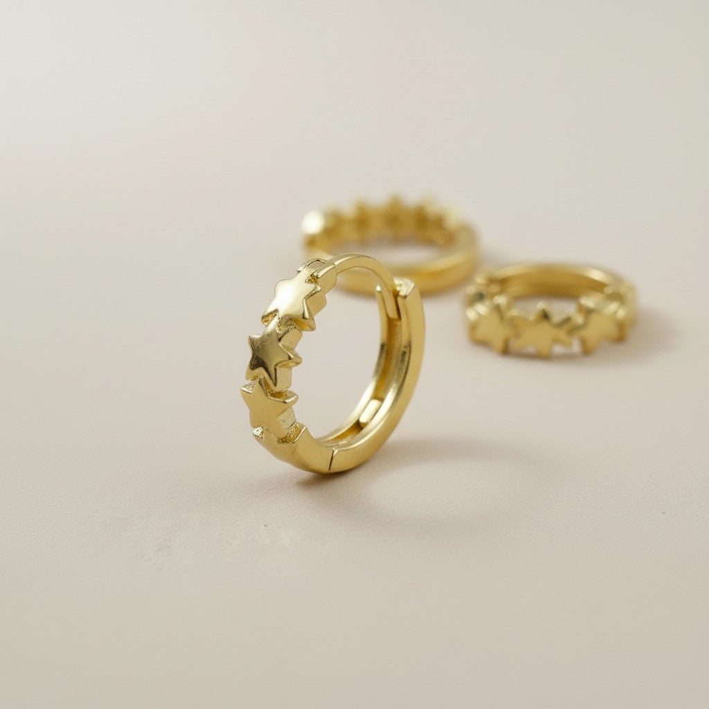 Dainty Star Clicker Hoop Earrings | Celestial Earrings | Minimalist Star Hoops | Gift for Her