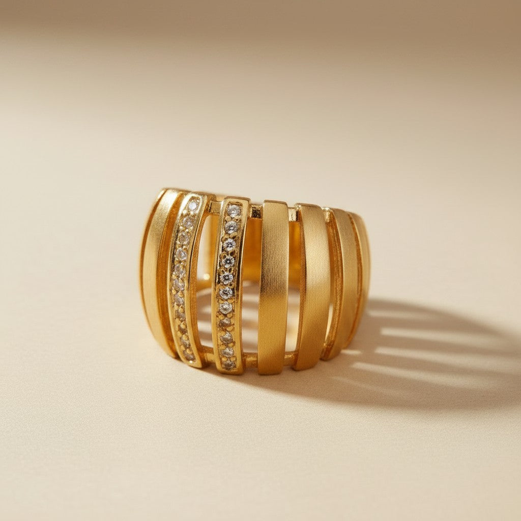 18k Gold Filled Micro Pavé CZ Statement Ring | Bold & Beautiful
