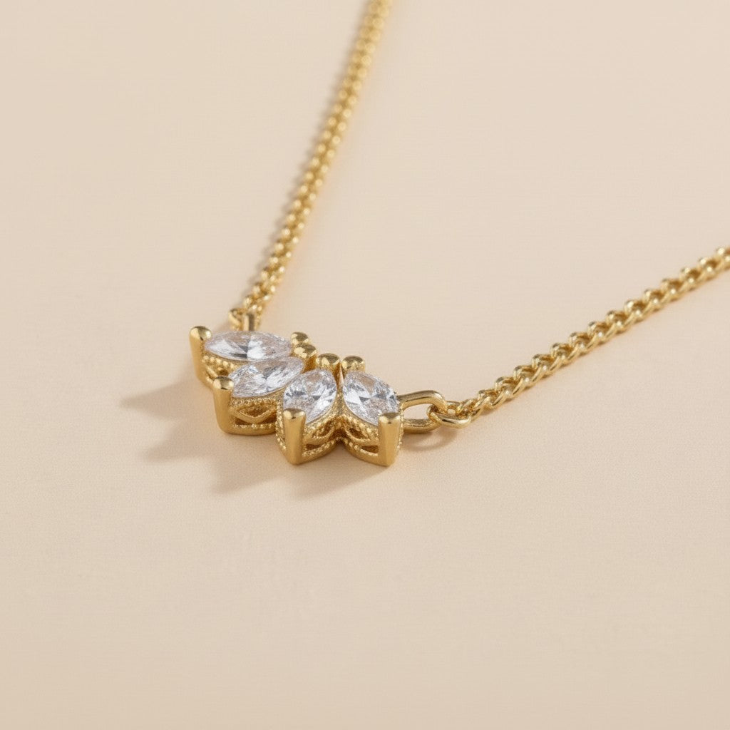 18k Gold Filled CZ Lotus Necklace