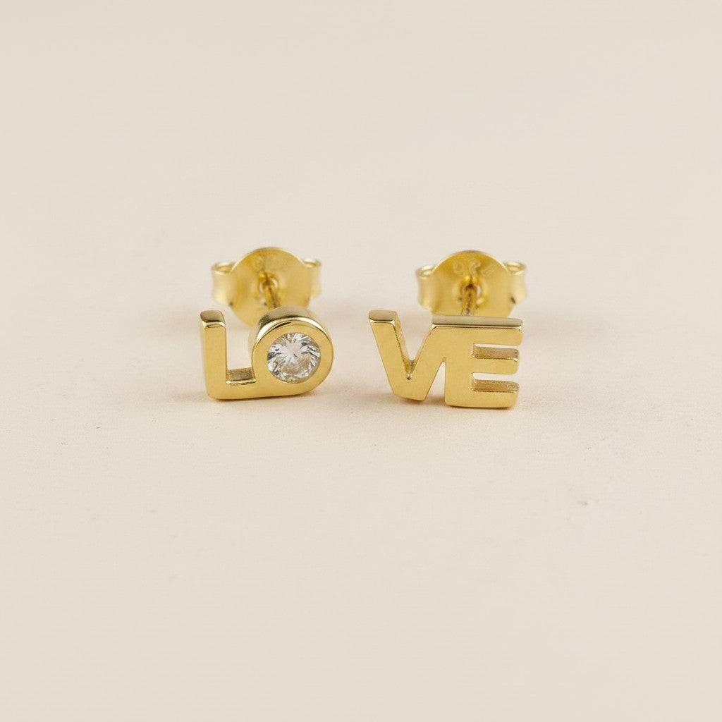 18k Gold Filled CZ LO-VE Stud