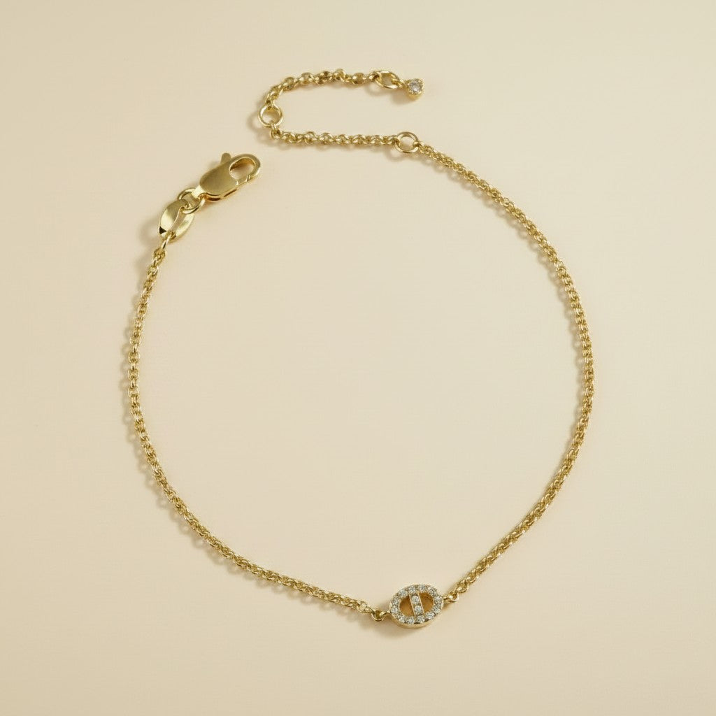 ⚓ 18k Gold Filled CZ Mariner Rolo Bracelet — One Statement Link. The Perfect Chain to Carry It.
