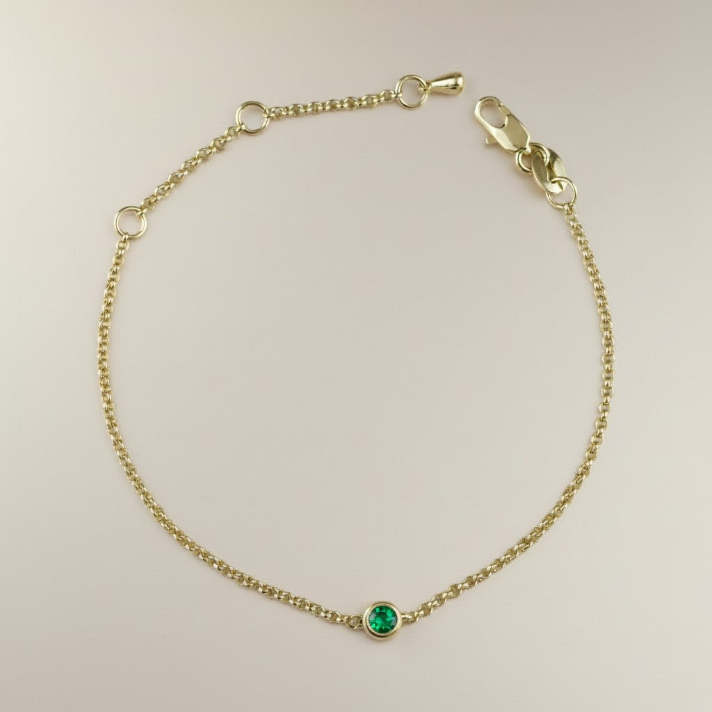 18k Gold Filled Birthstone Bezel Bracelet — Your Color. Your Month. At the Wrist. Always.
