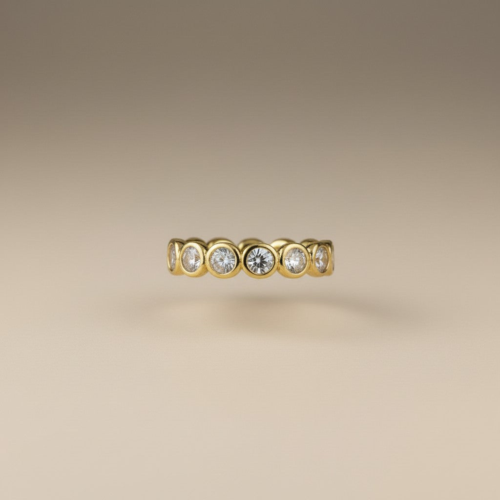 18k Gold Filled Bezel CZ Eternity Band Ring