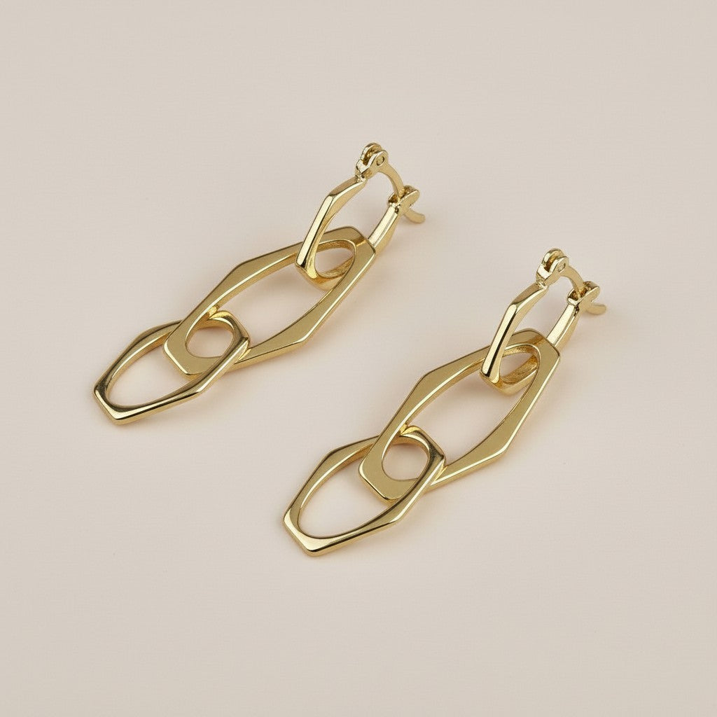 Geometric Dangle Earrings - Modern Statement Earrings for Women