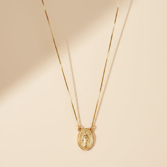 🙏 18k Gold Filled Lady of Grace Double-Sided Medal Necklace — Both Sides of Devotion. A Complete Marian Necklace.