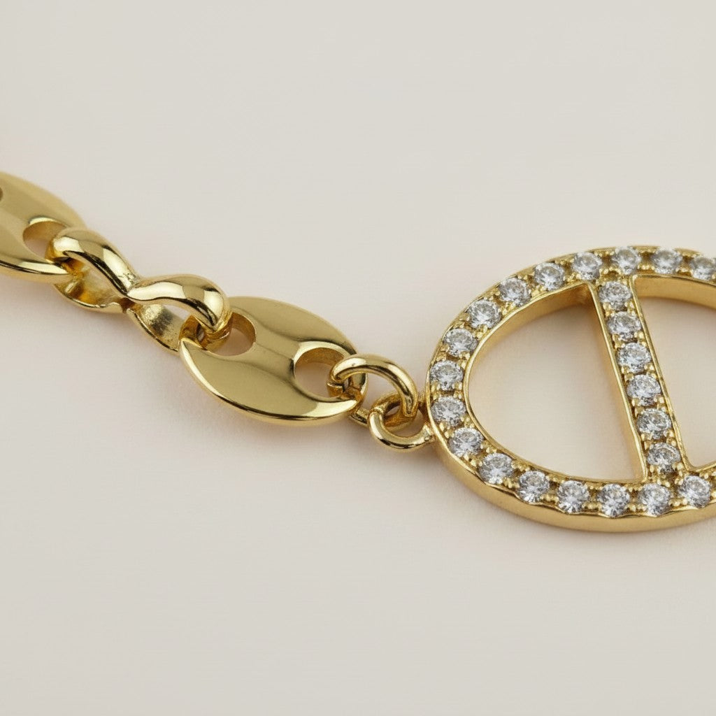 18k Gold Filled CZ Mariner Bracelet — Nautical Boldness. Strategic Sparkle. Always Noticed.