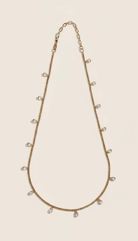 ✨ 18k Gold Filled CZ Drop Curb Chain Necklace — The Chain That Sparkles Twice. Once From the Links. Once From the Drops.