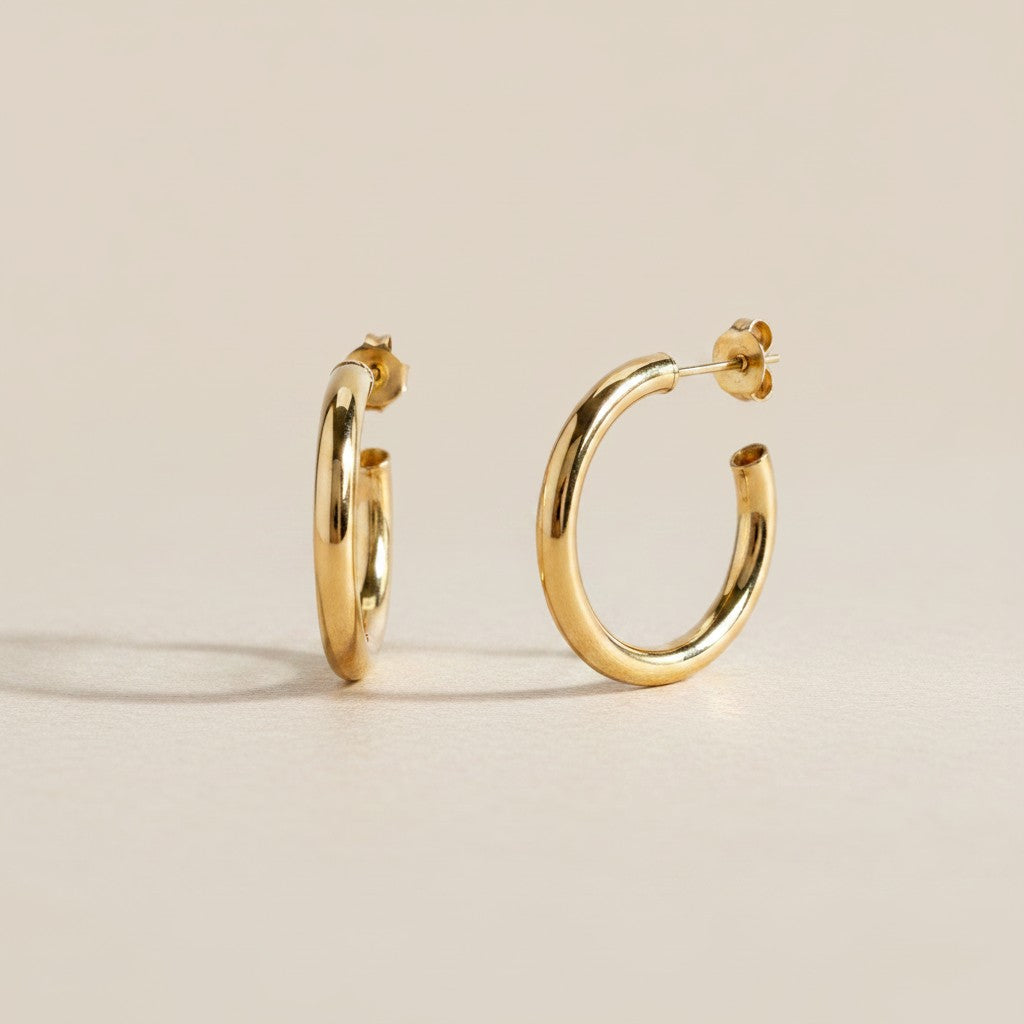 18k Gold Filled Classic Tube C-Hoop Earrings | Available in 3 Sizes