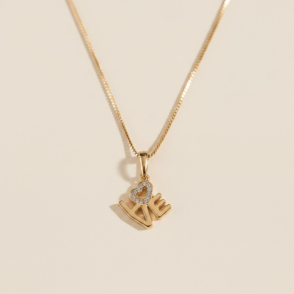 💛 18k Gold Filled Love Letter Stack Necklace — Four Letters. One Word. Worn at the Collarbone.