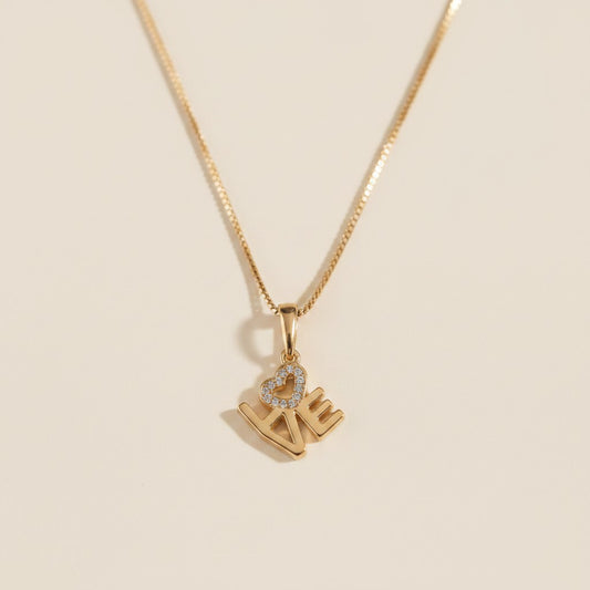 💛 18k Gold Filled Love Letter Stack Necklace — Four Letters. One Word. Worn at the Collarbone.