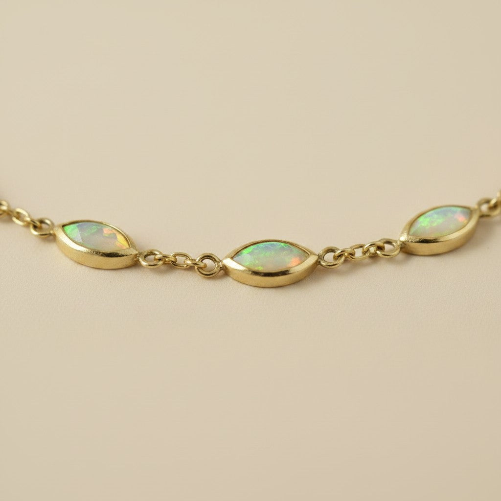 18k Gold Filled Ellipse Opal Choker Necklace