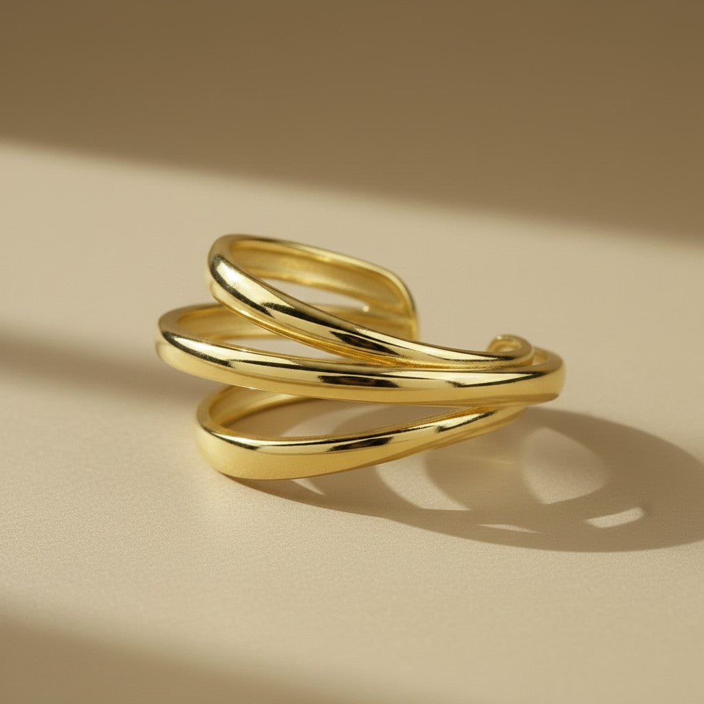 18k Gold Filled Three-Line Ear Cuff | No Piercing Required