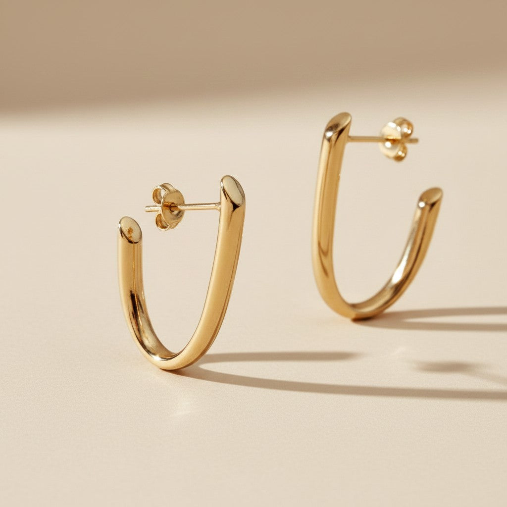 18k Gold Filled J Hoop Earrings | Modern Elegance, Effortless Allure