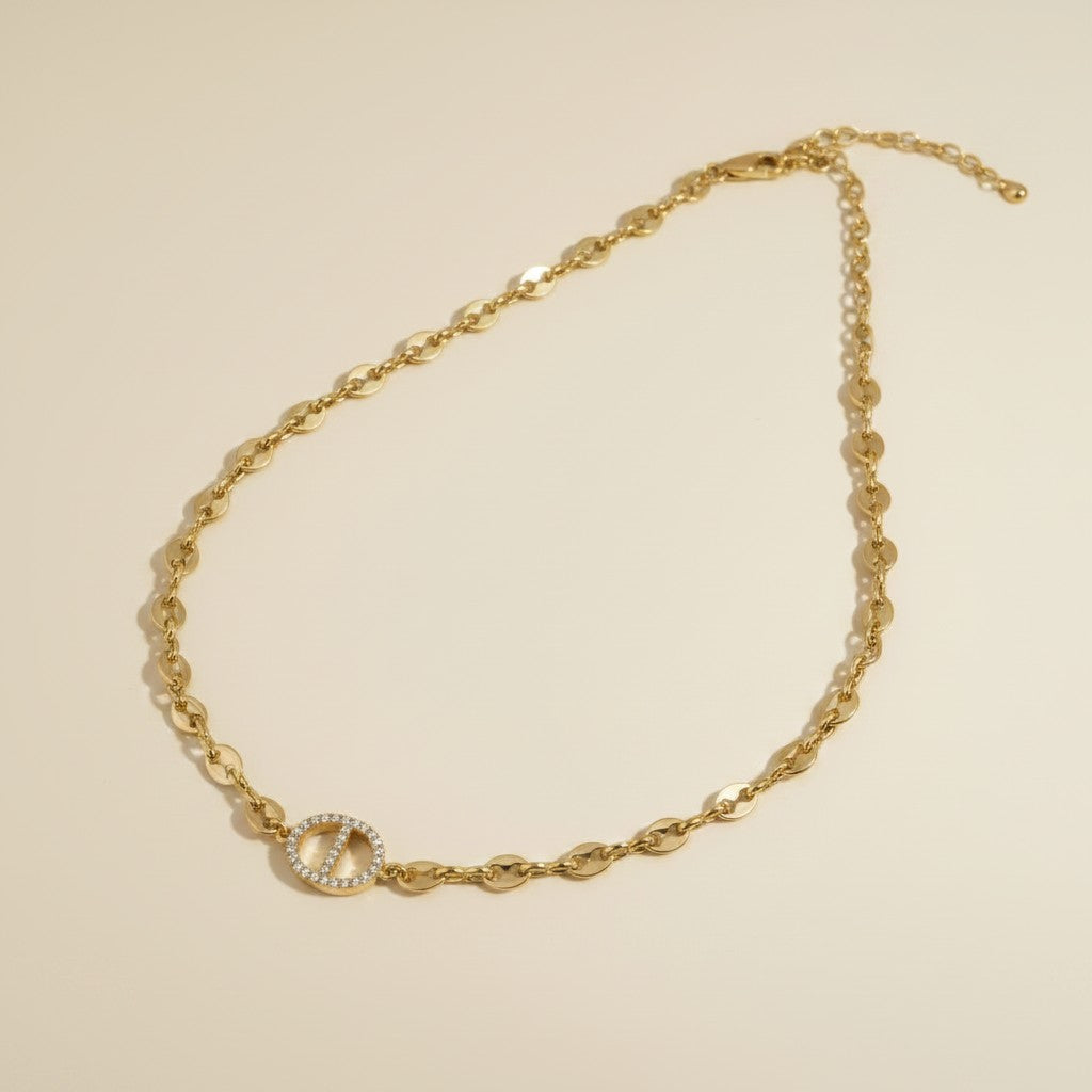 ⚓ 18k Gold Filled CZ Mariner Necklace — The Anchor Chain, Elevated by One Perfect Stone