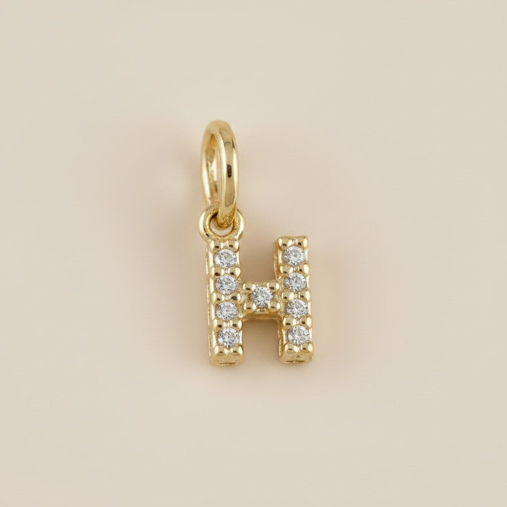 18k Gold Filled Initial Letter CZ Charm | Personalized Sparkle