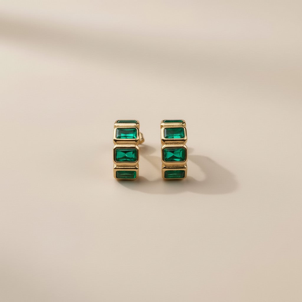 Chunky Gold Earrings for Women - CZ Curve Earrings | Statement Jewelry