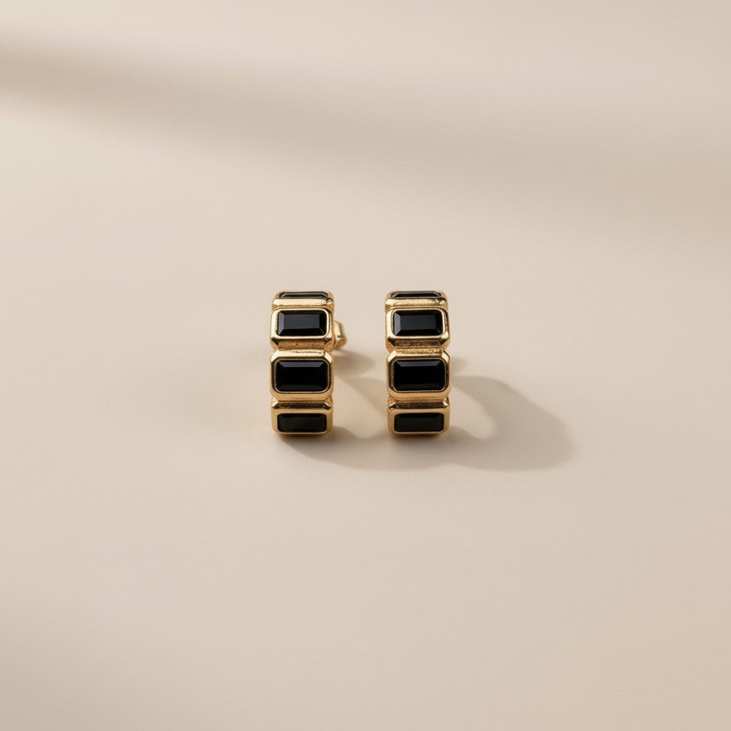 Chunky Gold Earrings for Women - CZ Curve Earrings | Statement Jewelry