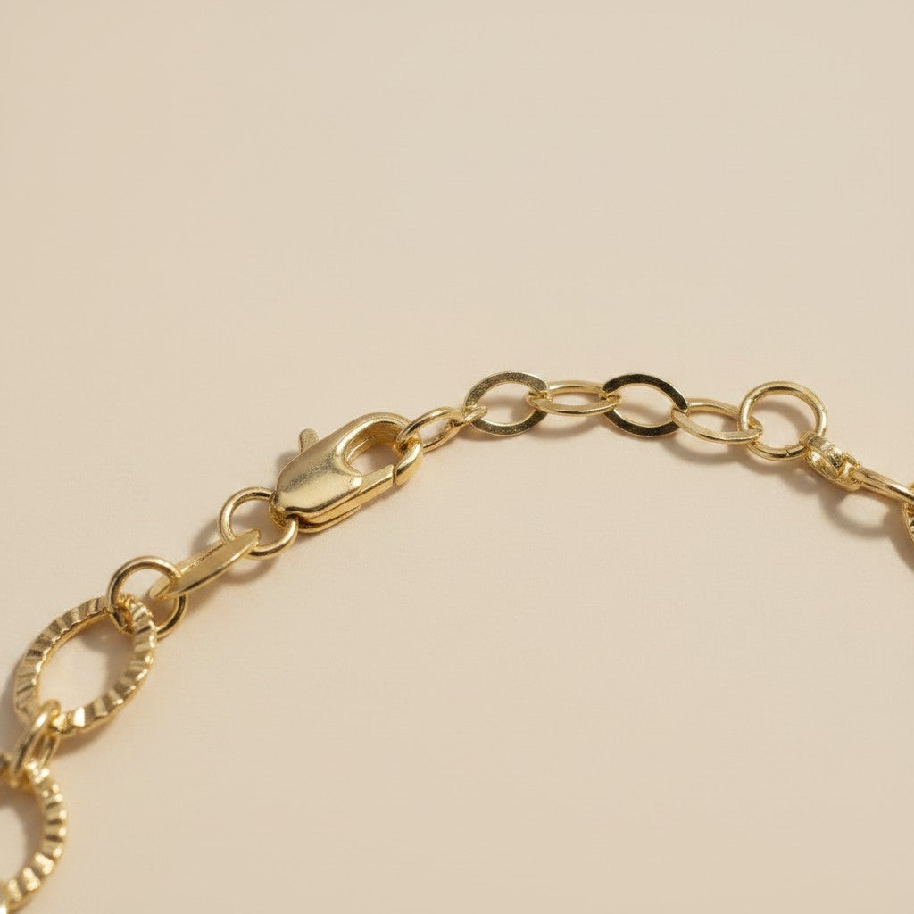 18k Gold Filled Diamond Cut Fancy Chain Bracelet