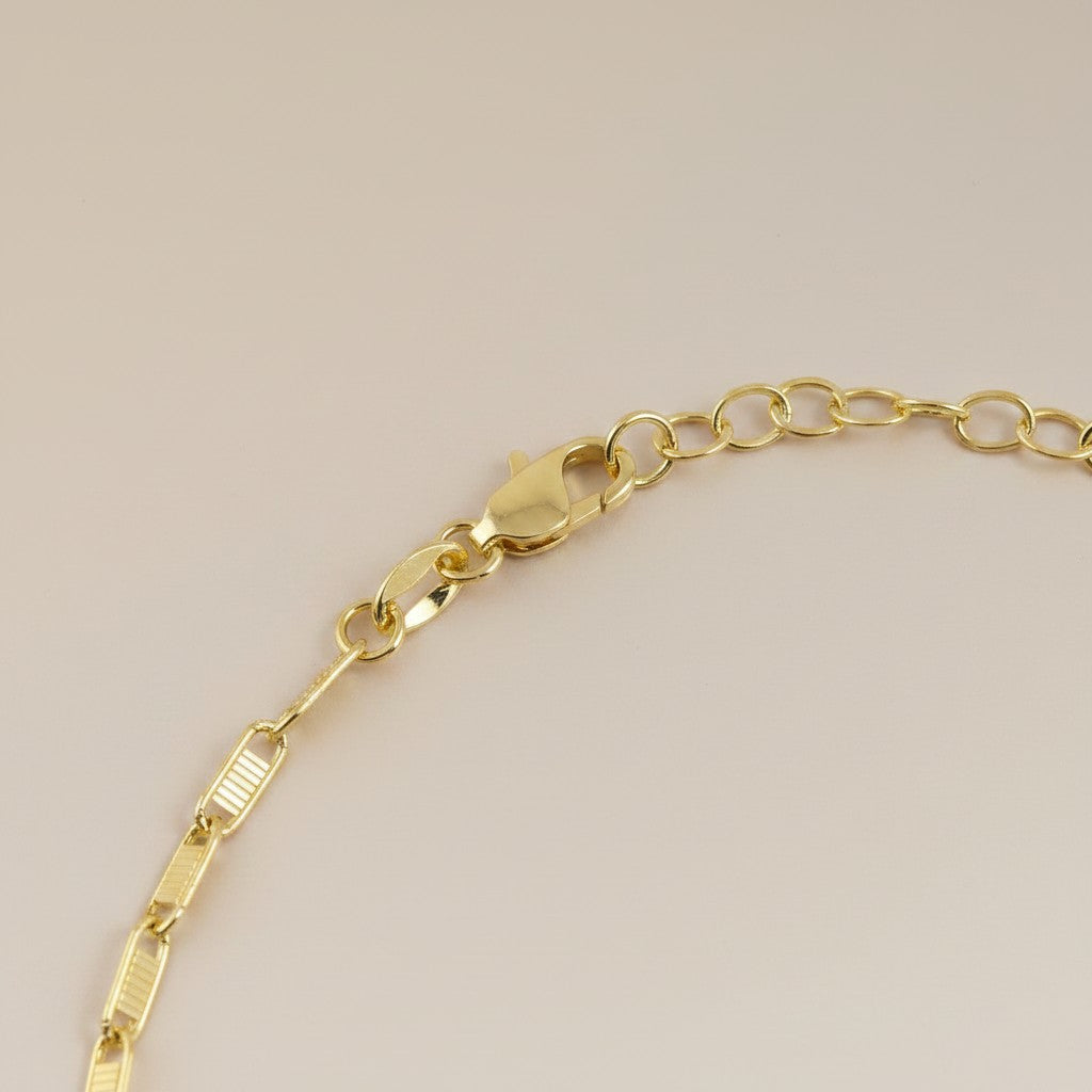 18k Gold Filled Textured Bar Link Anklet — The Ankle Detail That Changes the Whole Look