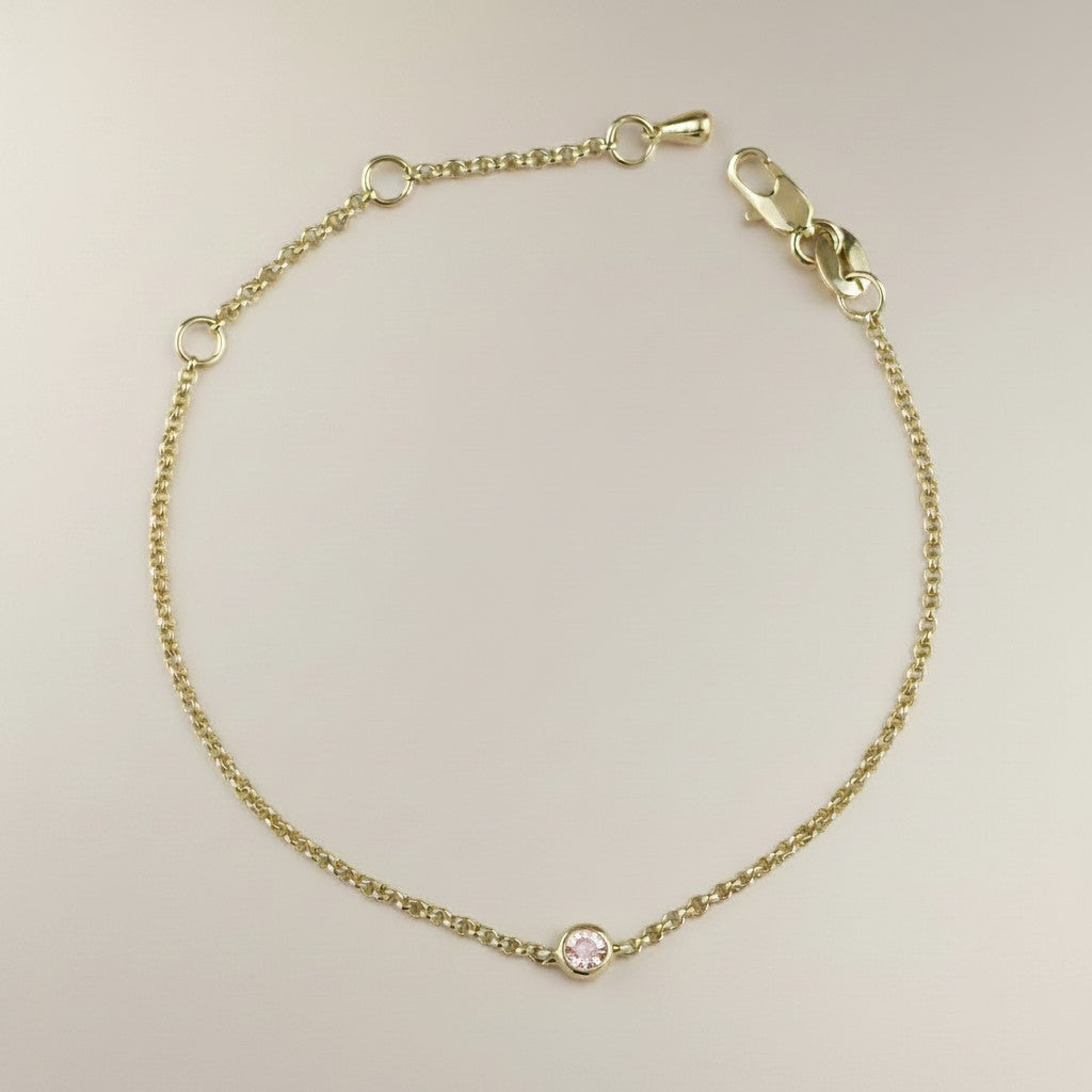 18k Gold Filled Birthstone Bezel Bracelet — Your Color. Your Month. At the Wrist. Always.