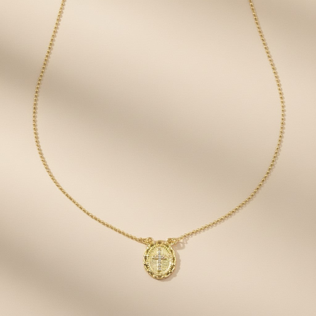 Scapular Cross Necklace with CZ Diamonds - Adjustable Religious Jewelry for Women | Handmade Brazilian Chain