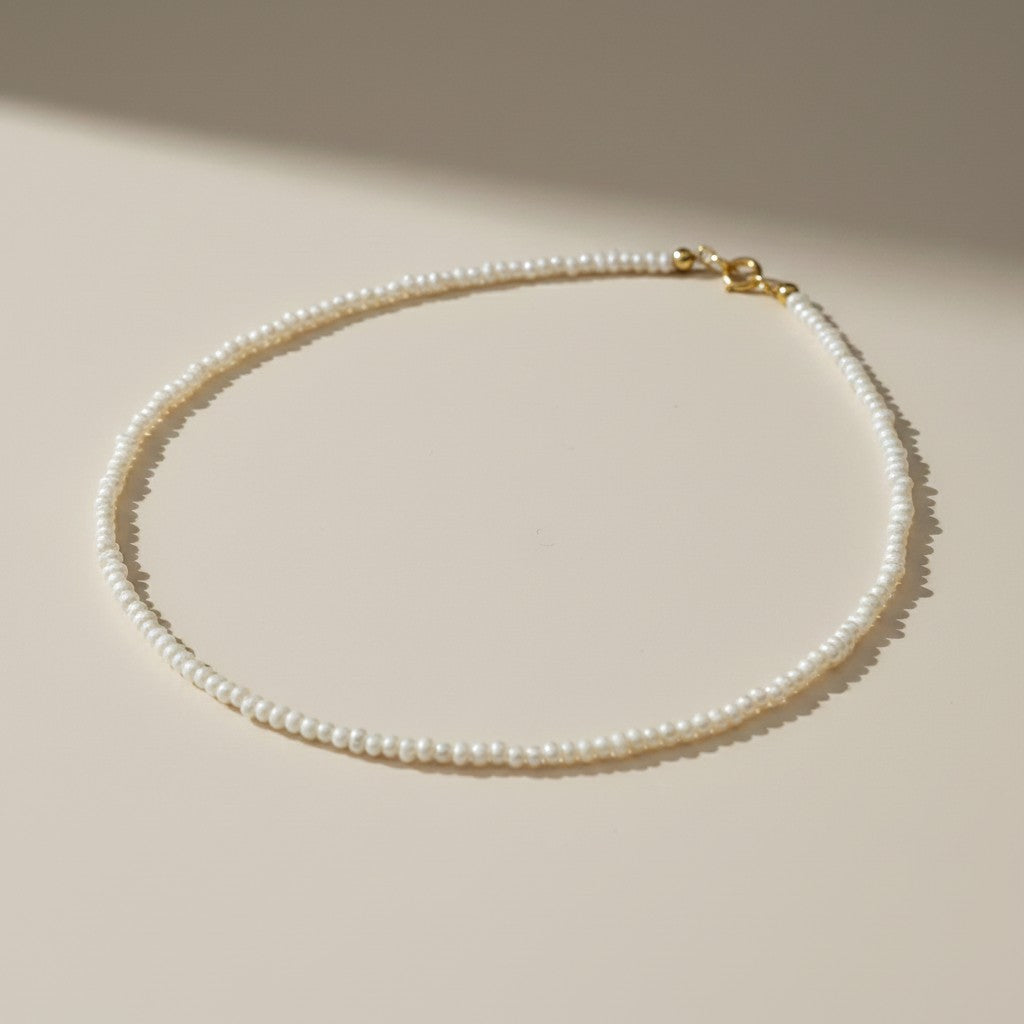 9k Gold Micro Fresh Water Pearls Anklet