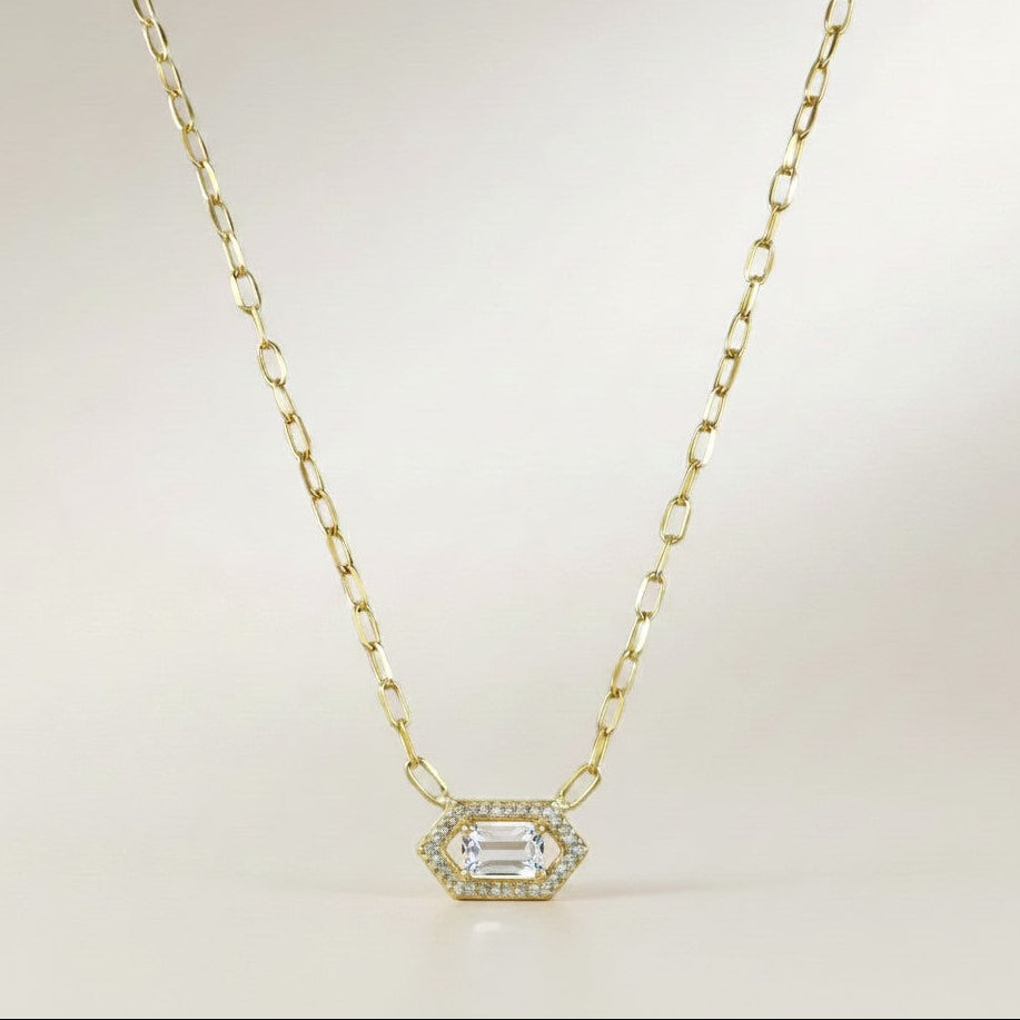 18k Gold Vermeil Birthstone Baguette Necklace — Wear Your Month. Every Single Day.