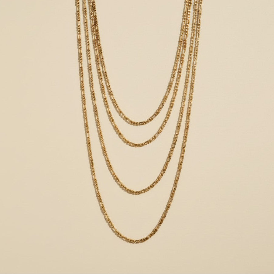 ✨ 18k Gold Filled Figaro Chain Necklace — The Classic Link. Warm Gold. Five Lengths.