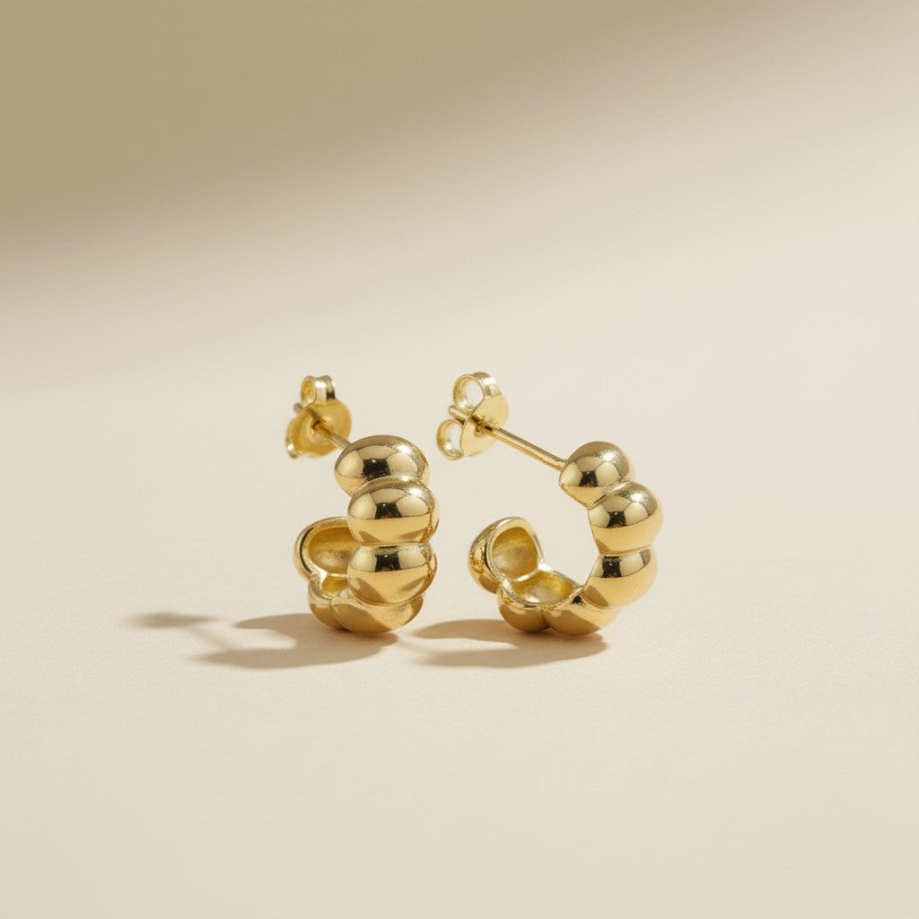 18k Gold Filled Scalloped C-Hoop Earrings