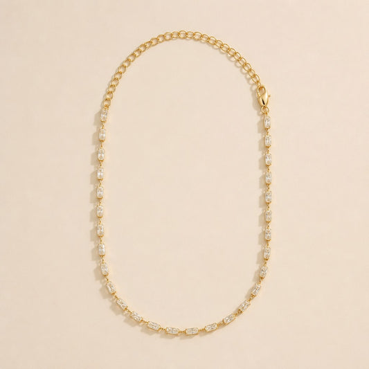 18k Gold Filled Sideways CZ Baguette Choker | Dainty Statement, Effortless Style