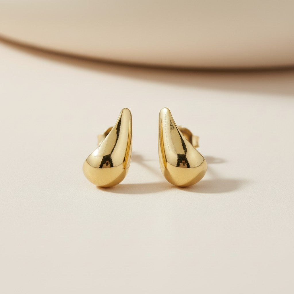 18k Gold Filled 12mm Teardrop Stud Earrings