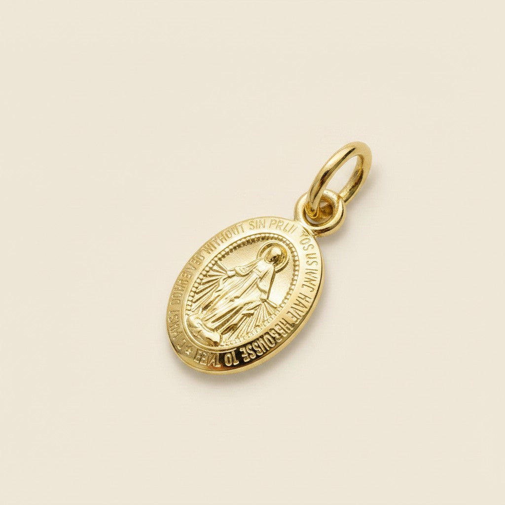 🙏 18k Gold Filled Mini Lady of Grace Double-Sided Medal Pendant — Two Sides of Devotion. One Intimate Pendant.