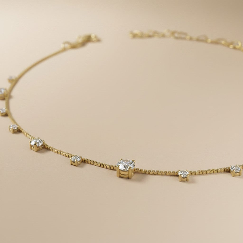 ✨ 18k Gold Filled Micro CZ Drop Anklet — Tiny Sparkle, Endless Charm
