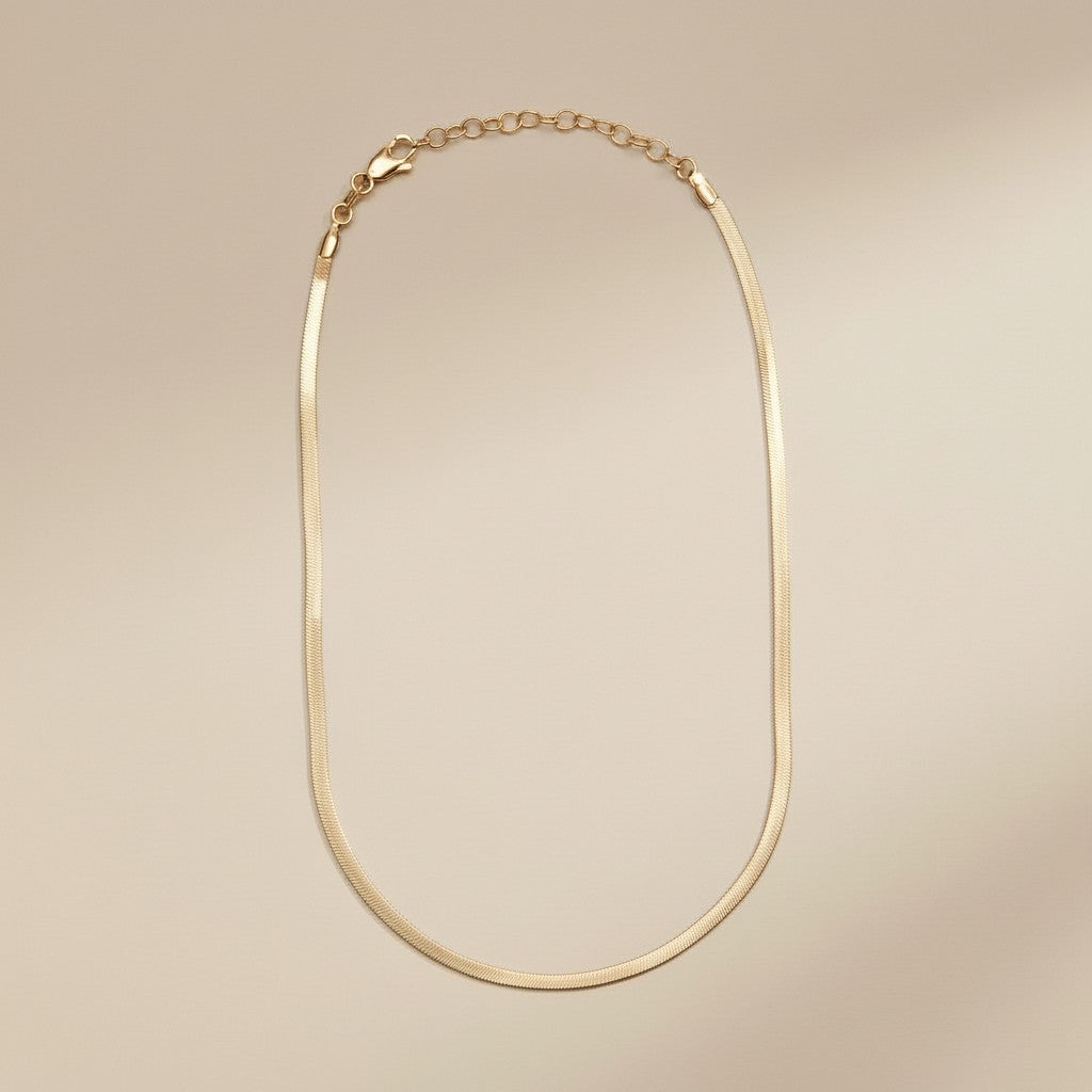 Luxurious Herringbone Chain Necklace - Thick 3mm Statement Jewelry for Women