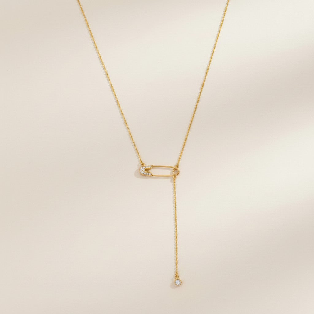 18k Gold Filled Safety Pin Necklace