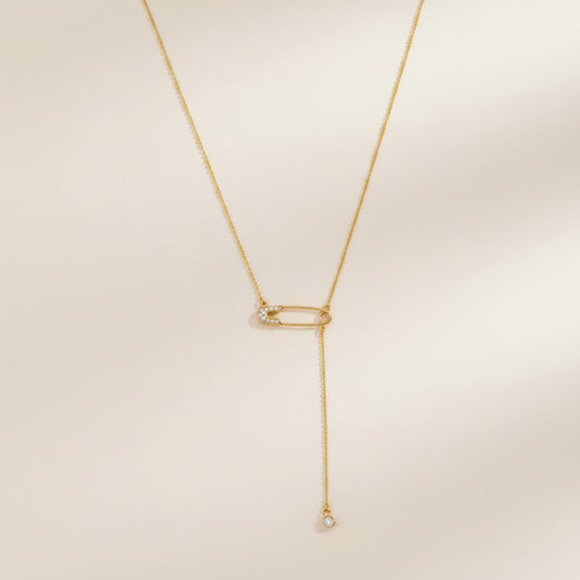 18k Gold Filled Safety Pin Necklace
