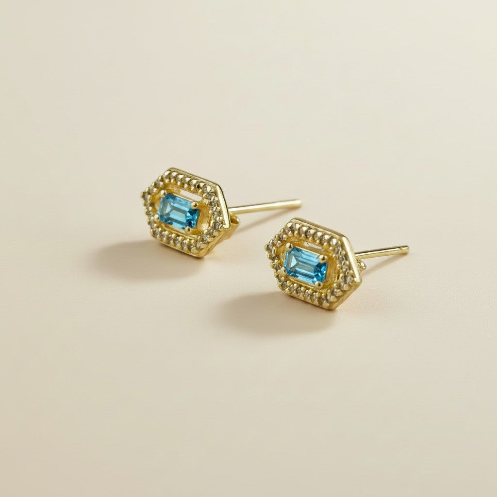 💎 18k Gold Vermeil Birthstone Baguette Earrings — Your Month on Both Ears, Every Day