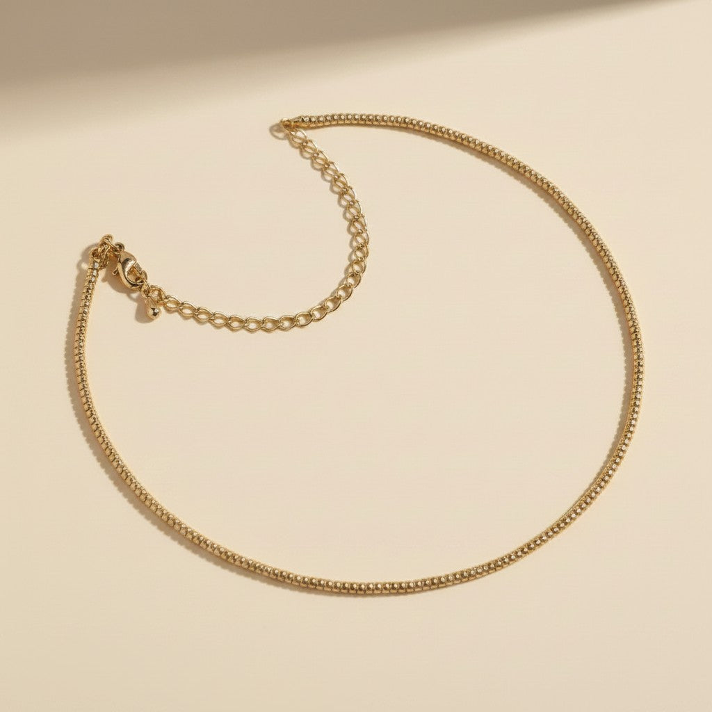 ✨ 18k Gold Filled Mini Beaded Choker — The Closest, Most Delicate Gold at the Throat.