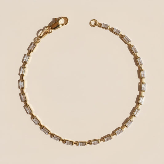 Baguette Tennis Bracelet for Women | CZ Diamond Bracelet | Delicate Gold Bracelet | Hypoallergenic Jewelry