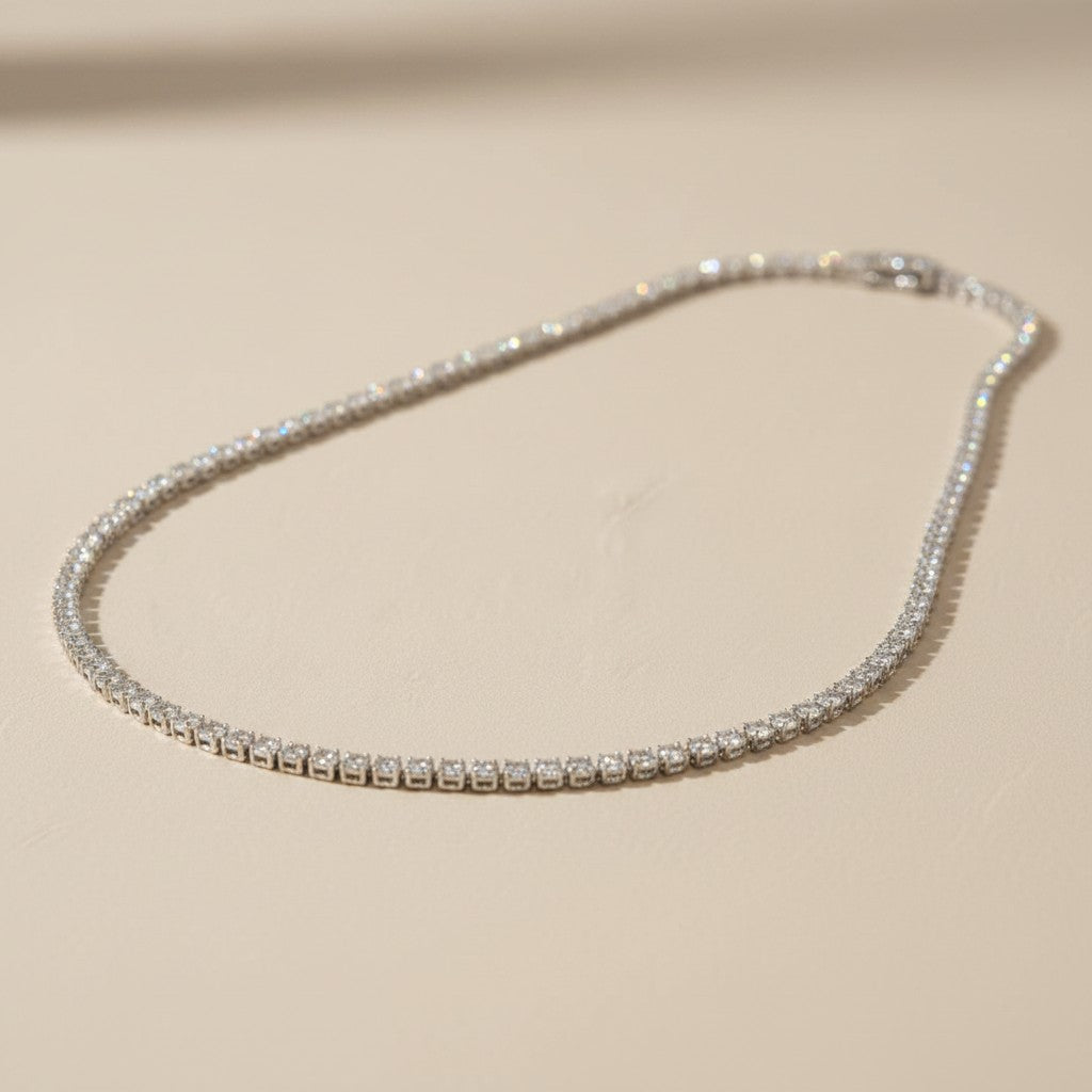 💎 .925 Sterling Silver Moissanite Tennis Necklace — GRA Certified. Diamond-Like Fire. The Necklace That Outshines Everything.