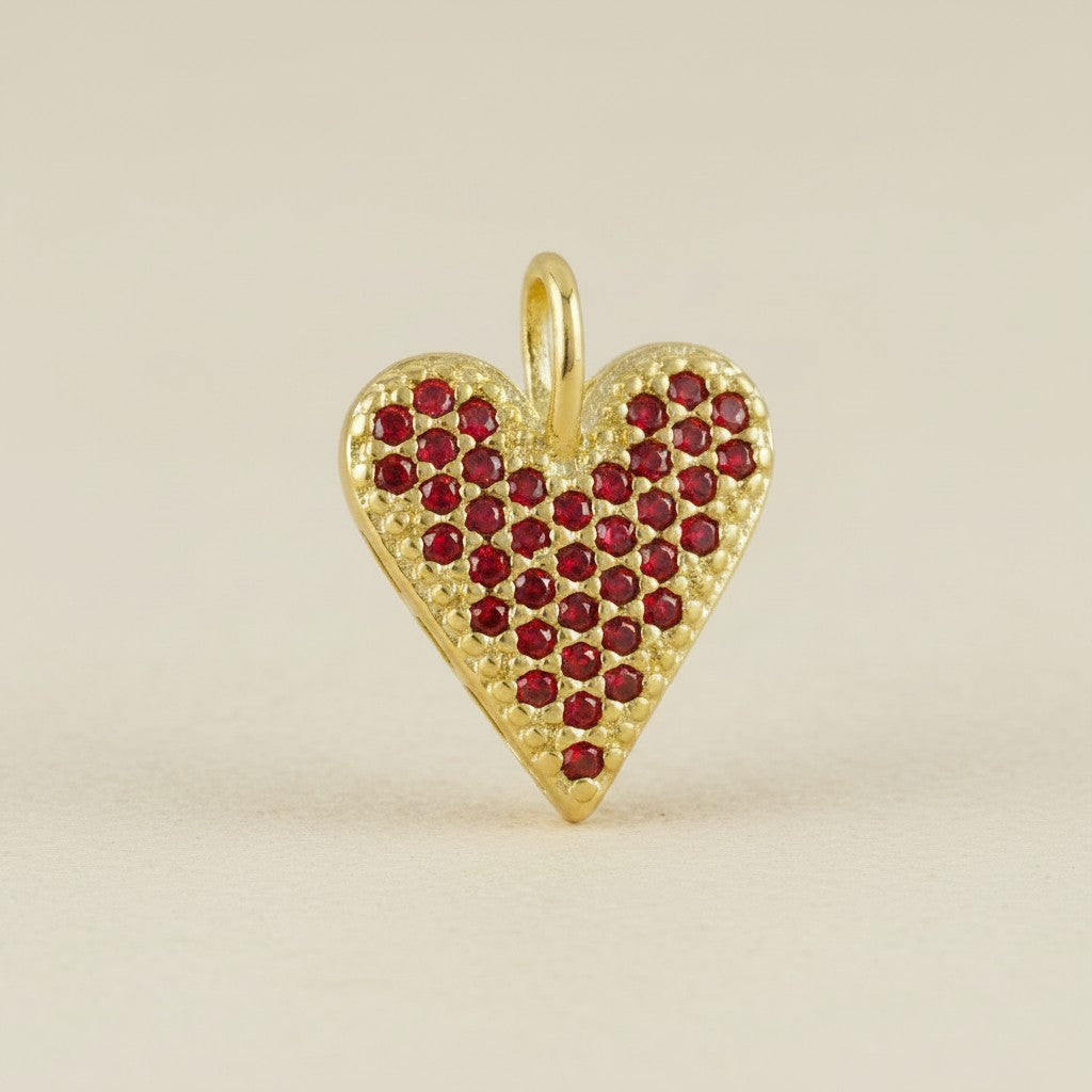 💖 18k Gold Filled Colored CZ Heart Pendant — Five Colors. One Pavé Heart. Hang It Anywhere.